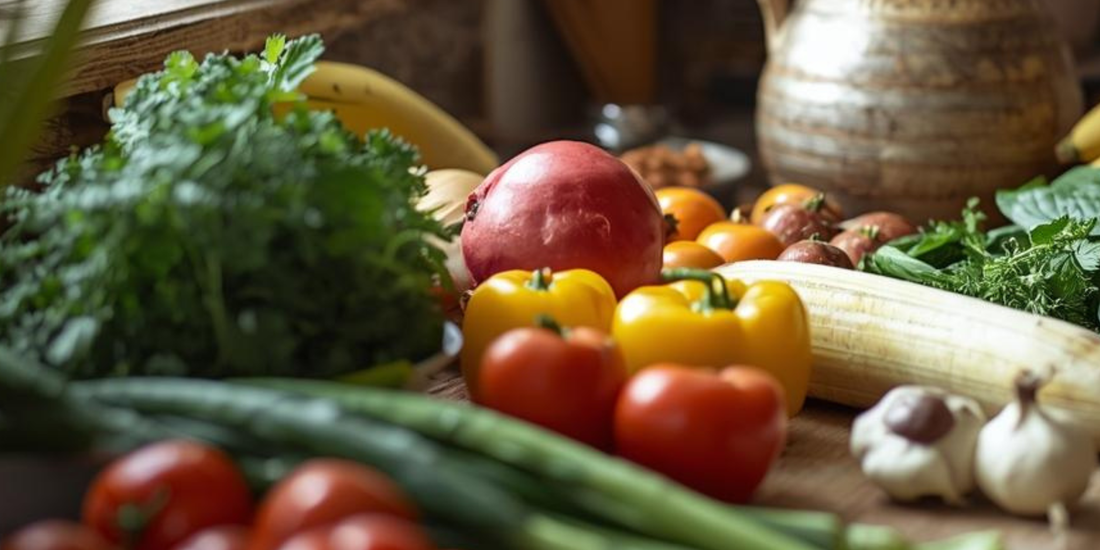 Lifestyle image of fresh produce in a kitchen setting