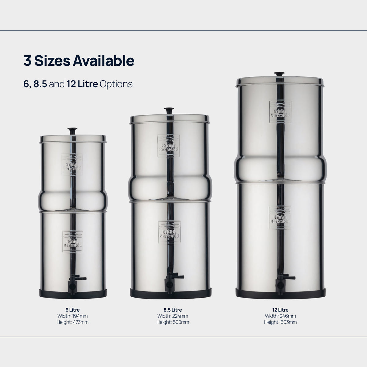 British Berkefeld® Stainless Steel Gravity System + Ultra Fluoride Ceramic Filters