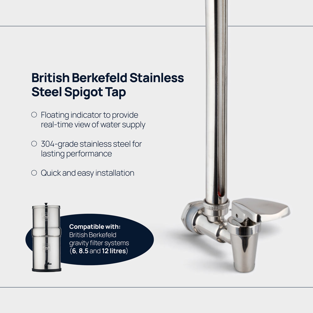 British Berkefeld stainles steel spigot tap features