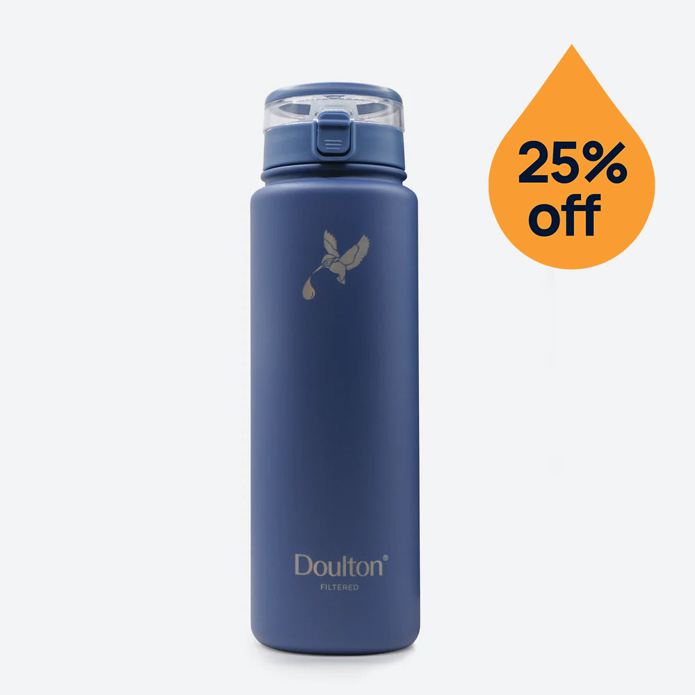 Colbalt blue water filter bottle 25% off offer