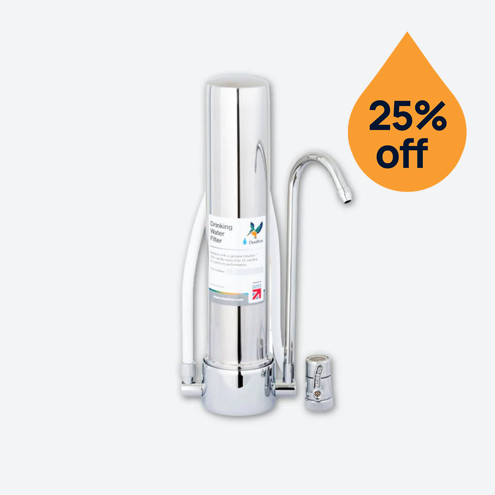 Chrome counterop water filter 25% off