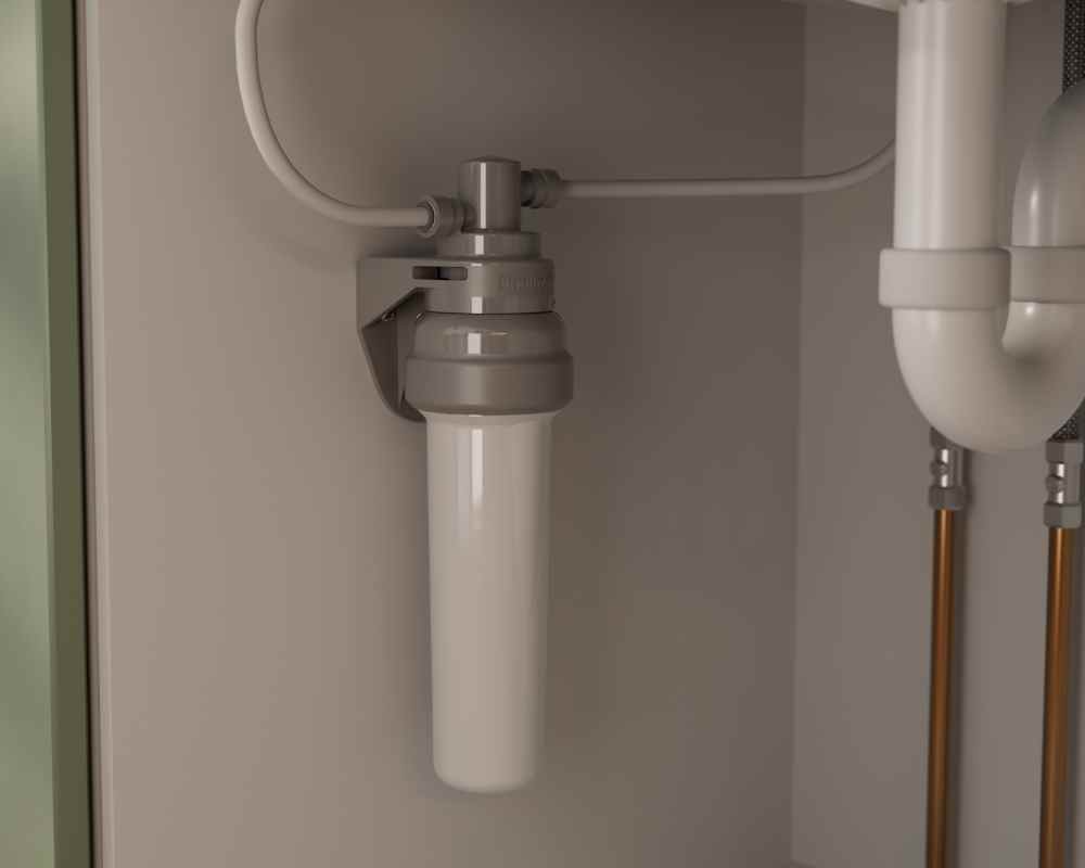 under sink water filter in situ