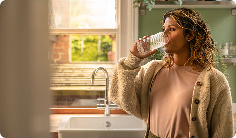 A woman drinking water